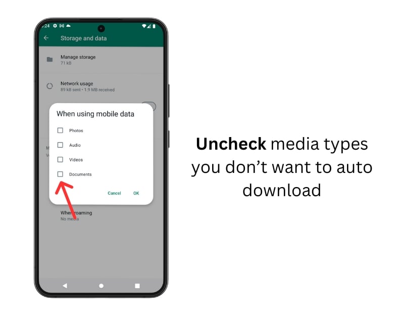 disattivare download media