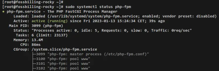 vérifier php-fpm