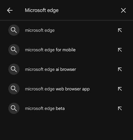 Aggiorna il browser Edge su Android