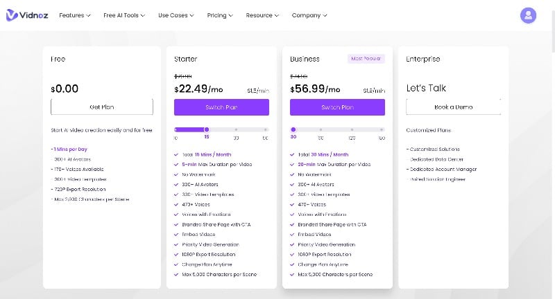 vidnoz-ai-pricing-choose-a-plan-that-perfectly-fit-your-needs