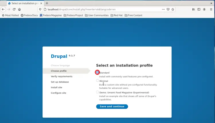 Sélectionner le profil d'installation