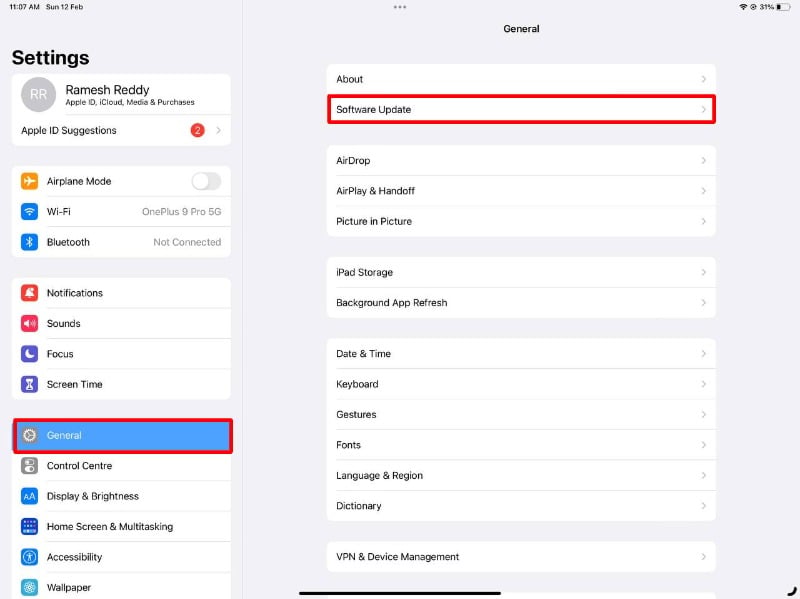 iPad allgemeine Einstellungen