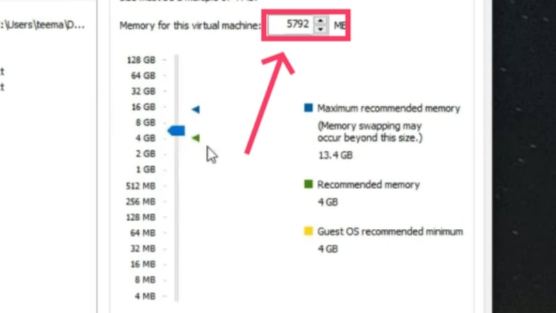 définir la ram de la machine virtuelle