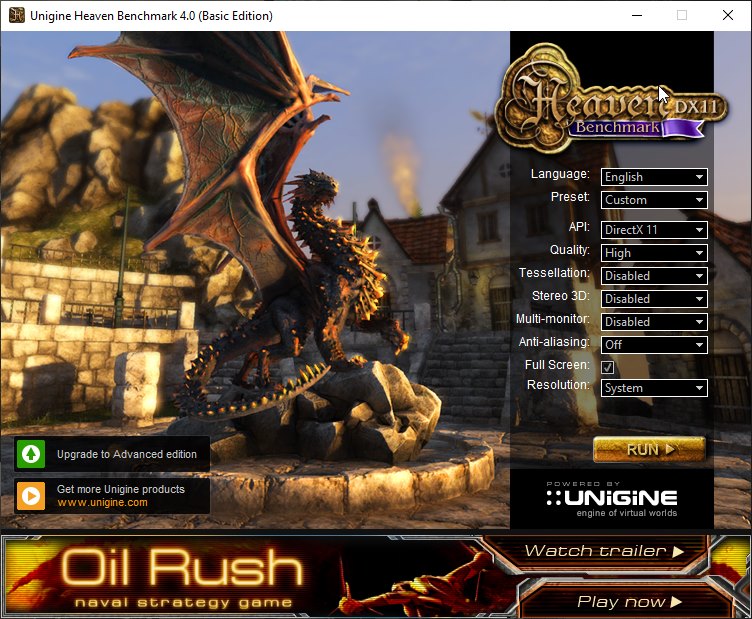 Aplicación Unigine Heaven para benchmark de GPU