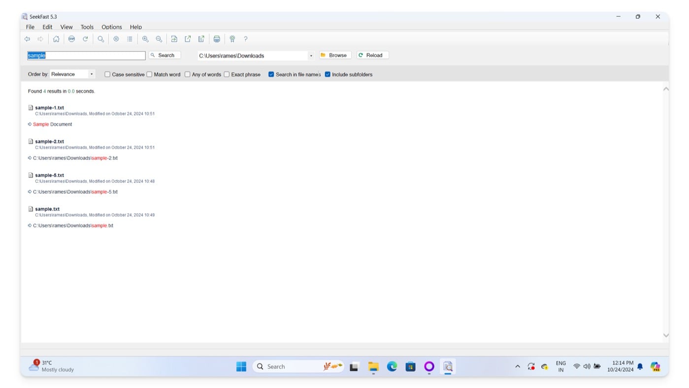SeekFast Windows用検索