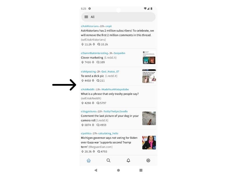mellow for reddit home screen ui