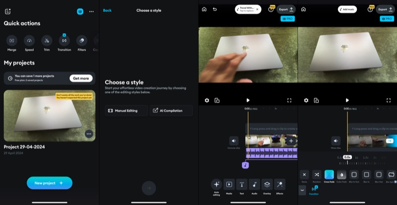fusionando videos en un iphone usando el editor de video splice.