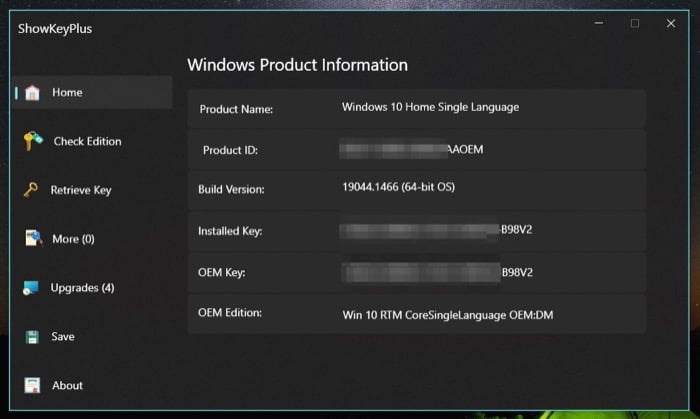 encontrar chave de produto do windows 10 usando showkeyplus