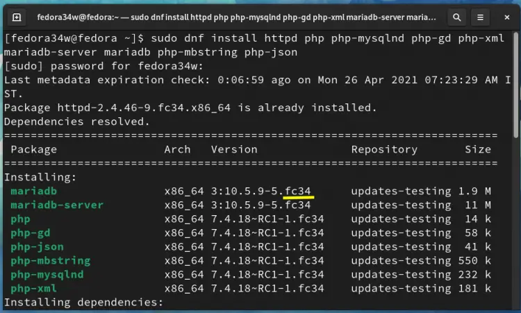 Installer MariaDB Apache Php
