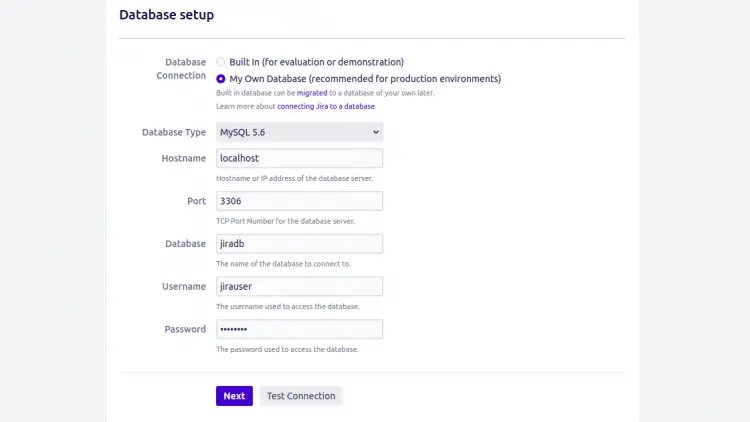 Configuração do banco de dados