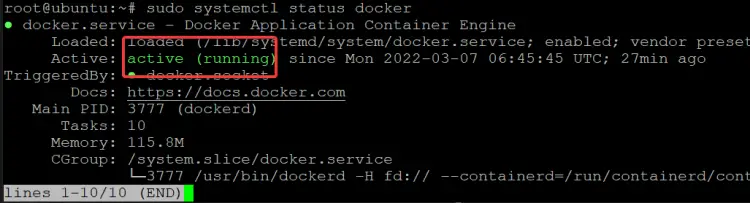 Dockerが実行中であることを確認します。