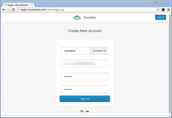 Créer un compte Cloudstats