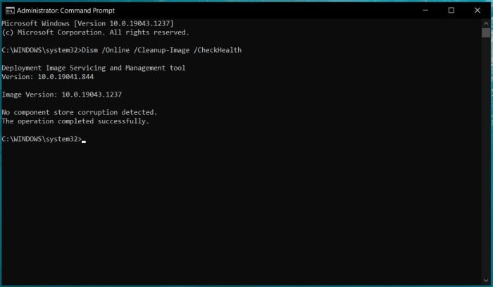 verificação de saúde dism completa
