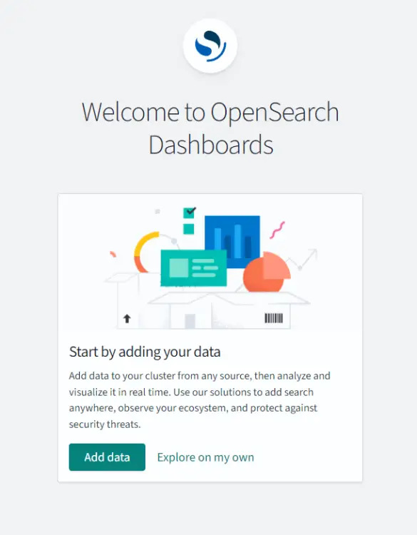 Pagina Aggiungi Dati OpenSearch Dashboards