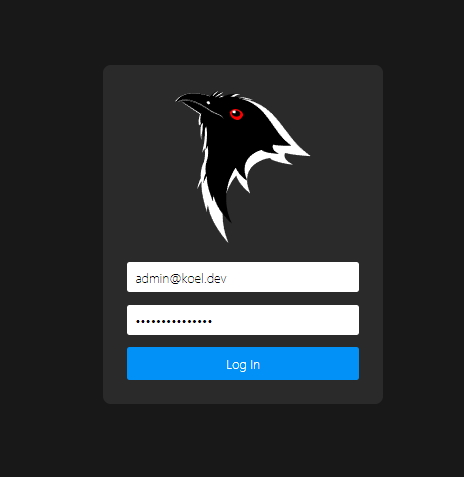 Schermata di accesso Koel