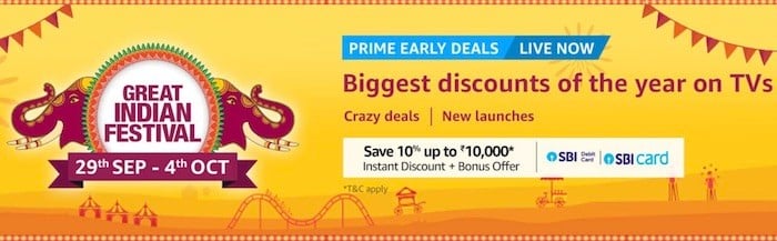 migliori offerte smart tv su flipkart big billion days e amazon great indian sale - offerte tv amazon
