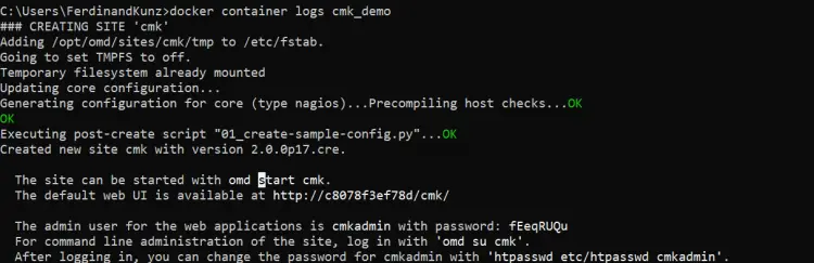 cmd montrant les journaux docker