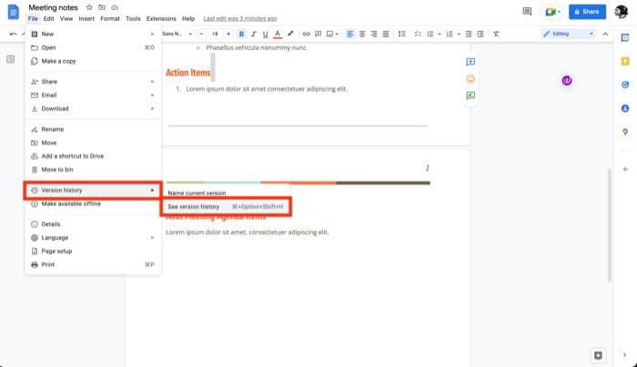 история версий google docs