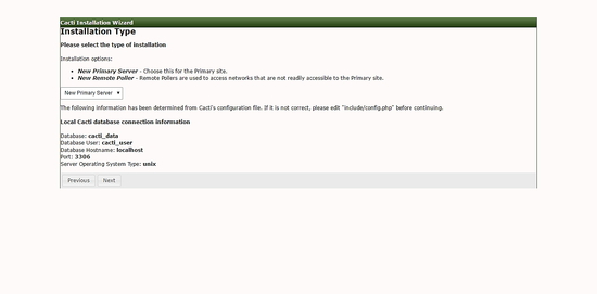 Cacti Primärserver