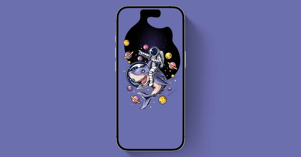 космическая акула динамический остров обои для iphone