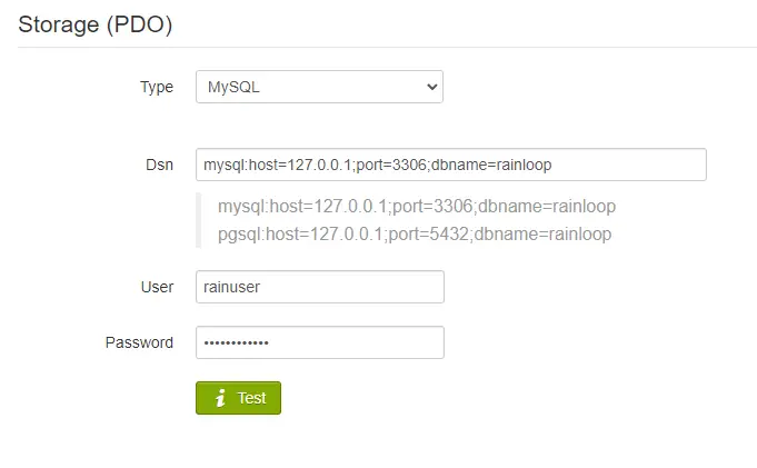 Детали MySQL Rainloop