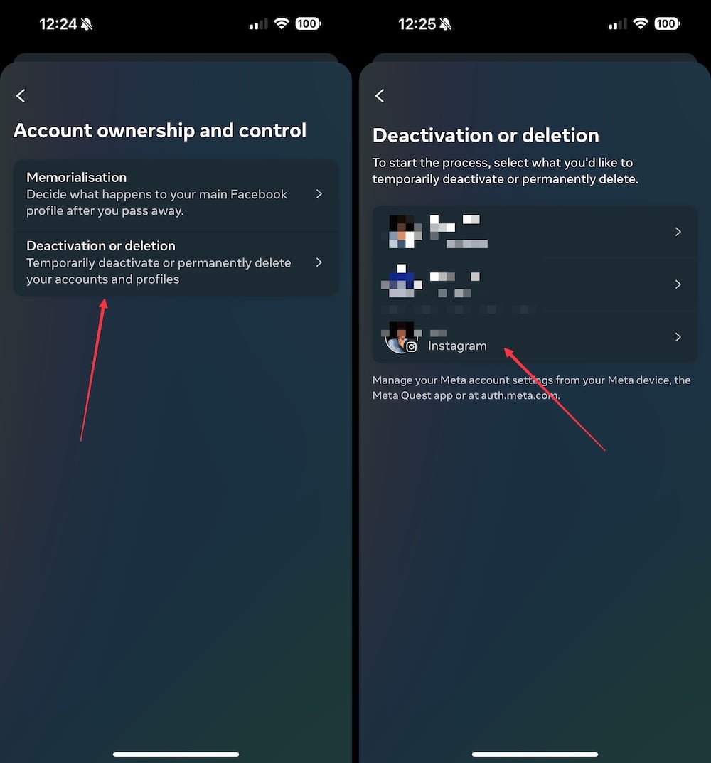 eliminar cuenta de instagram paso 3