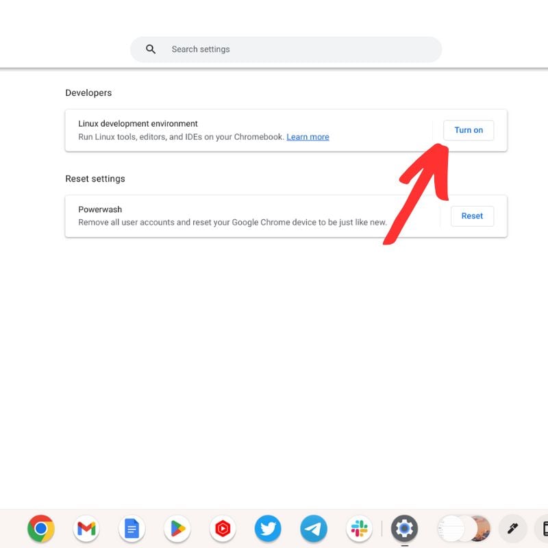 Linux-Installation auf ChromeOS starten