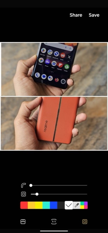 регулировка рамки коллажа в samsung gallery.