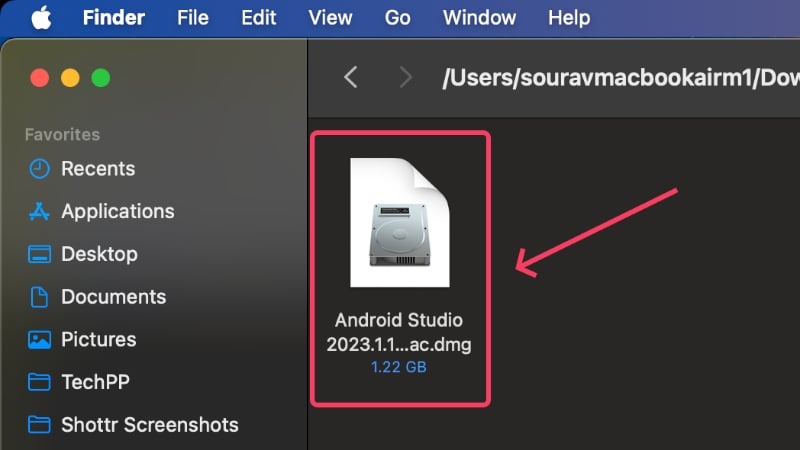 android studio dmg-datei finden