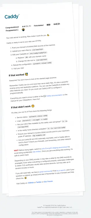 Page d'accueil de Caddy