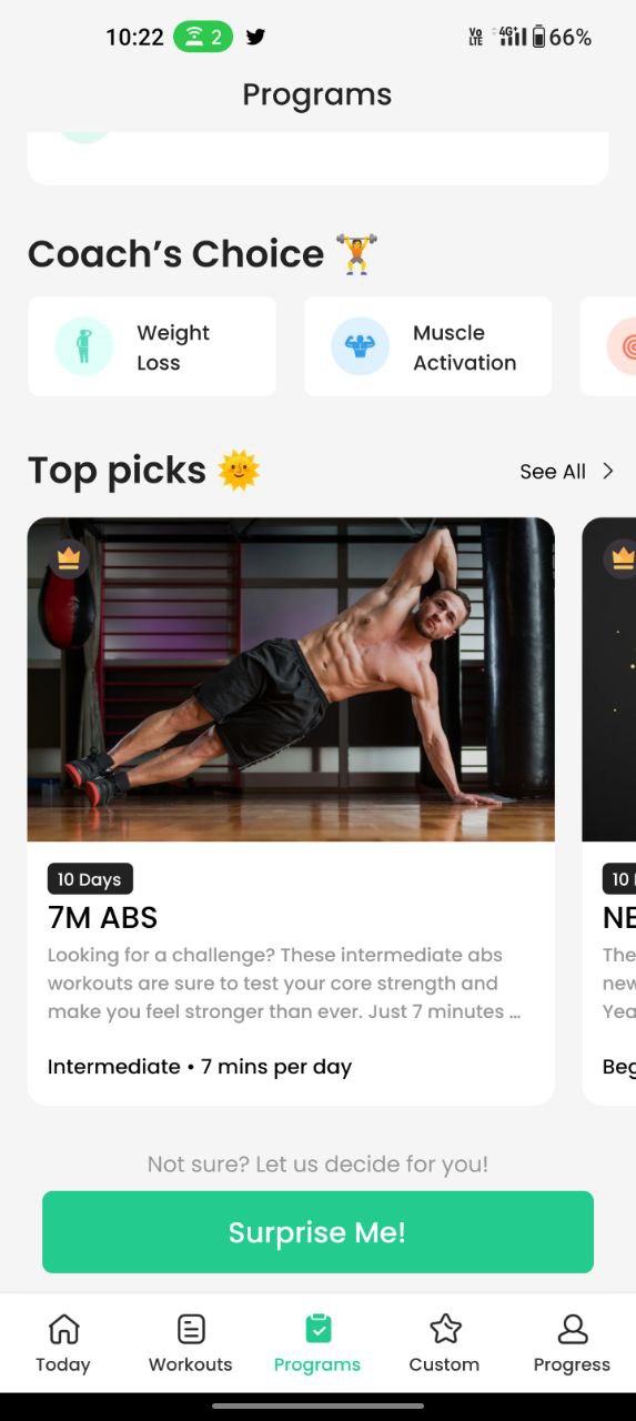 screeshots utilizzo app 7 min workout