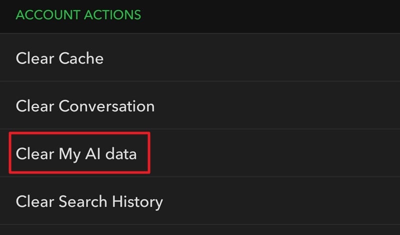 eliminar datos de ia en snapchat