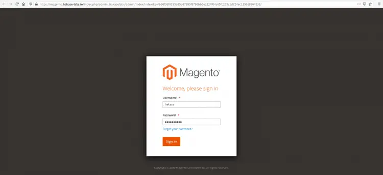Magento管理ログイン