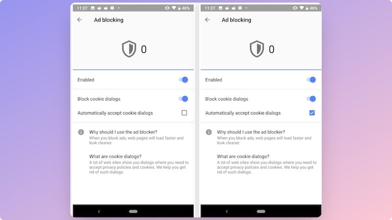blocco pop-up cookie android