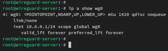 vérifier l'interface wg0