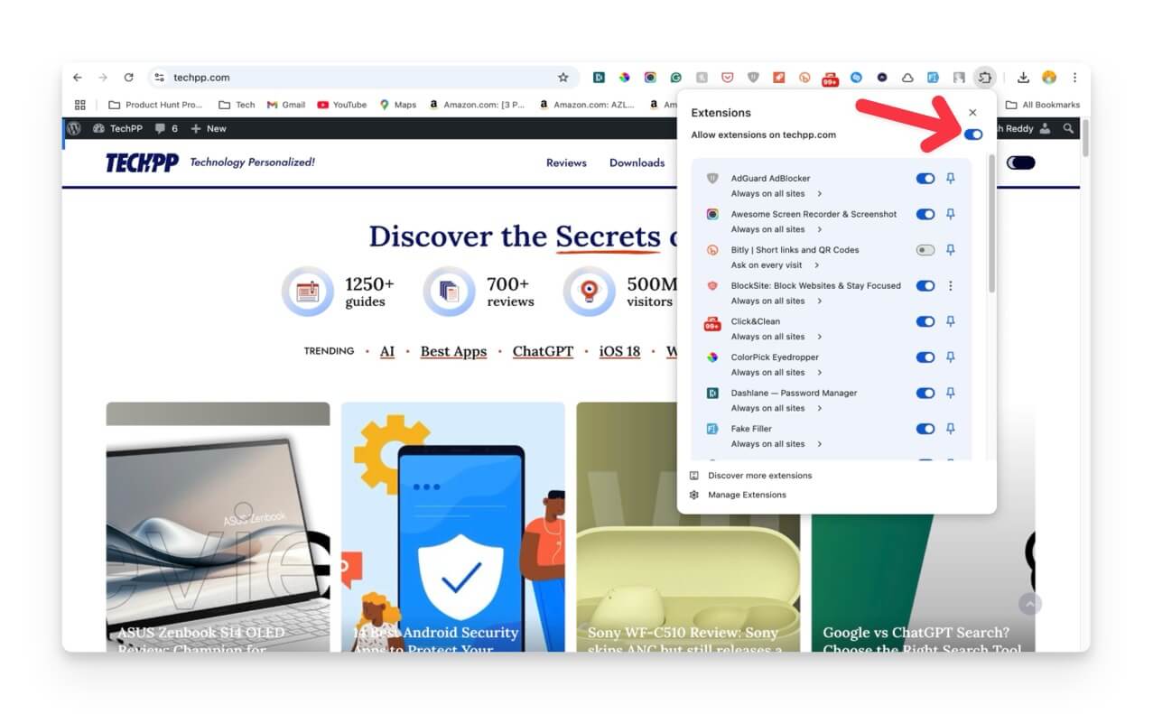 desativar todas as extensões de uma vez no google chrome