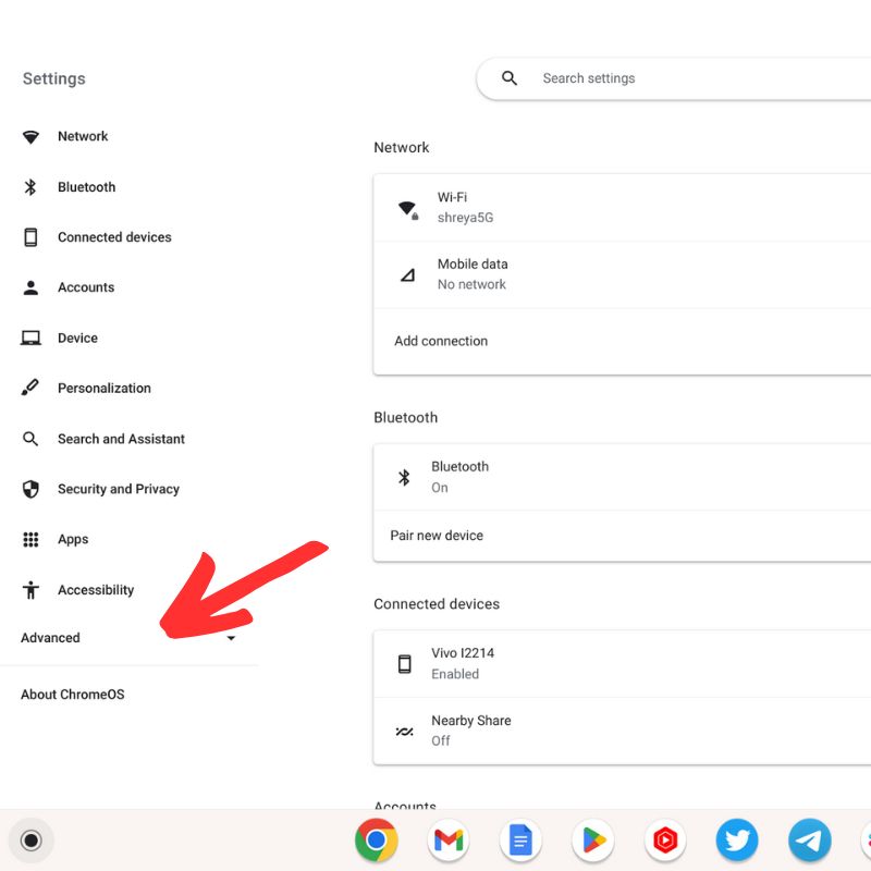 Erweiterte ChromeOS-Einstellungen