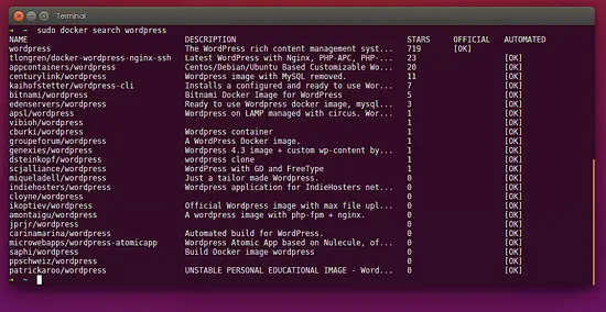 Recherche d'images Docker.