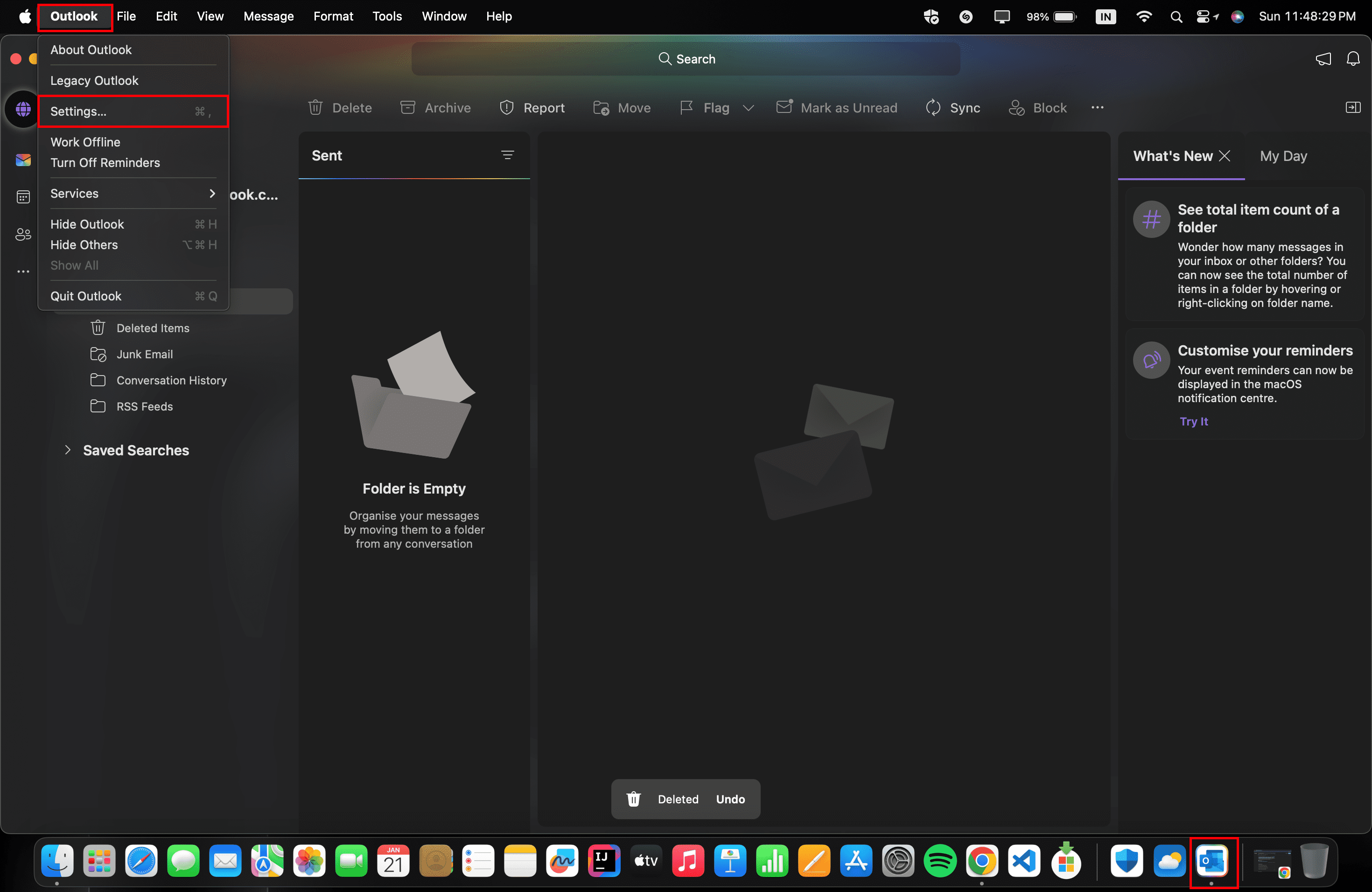 come annullare l'invio di email su outlook e gmail- app outlook su mac