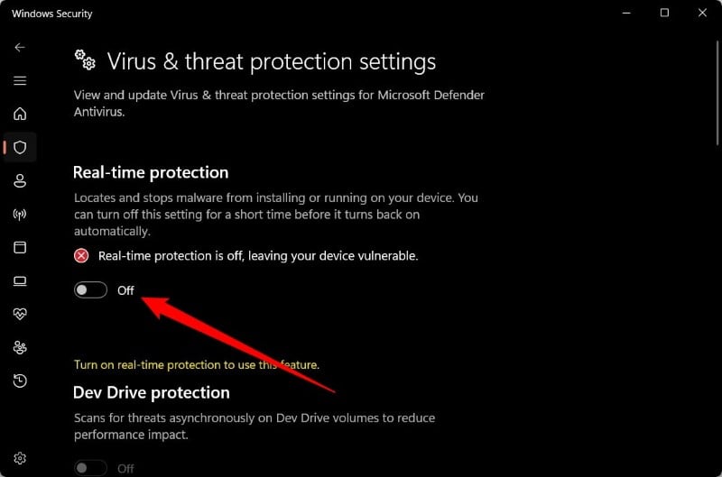 disattiva protezione in tempo reale sicurezza di windows
