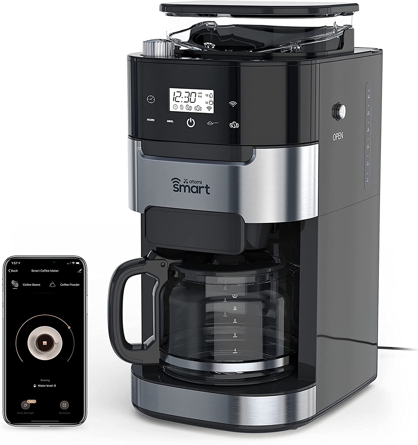 migliori macchine da caffè intelligenti da comprare nel 2023- atomi smart coffee maker con macinacaffè a macina