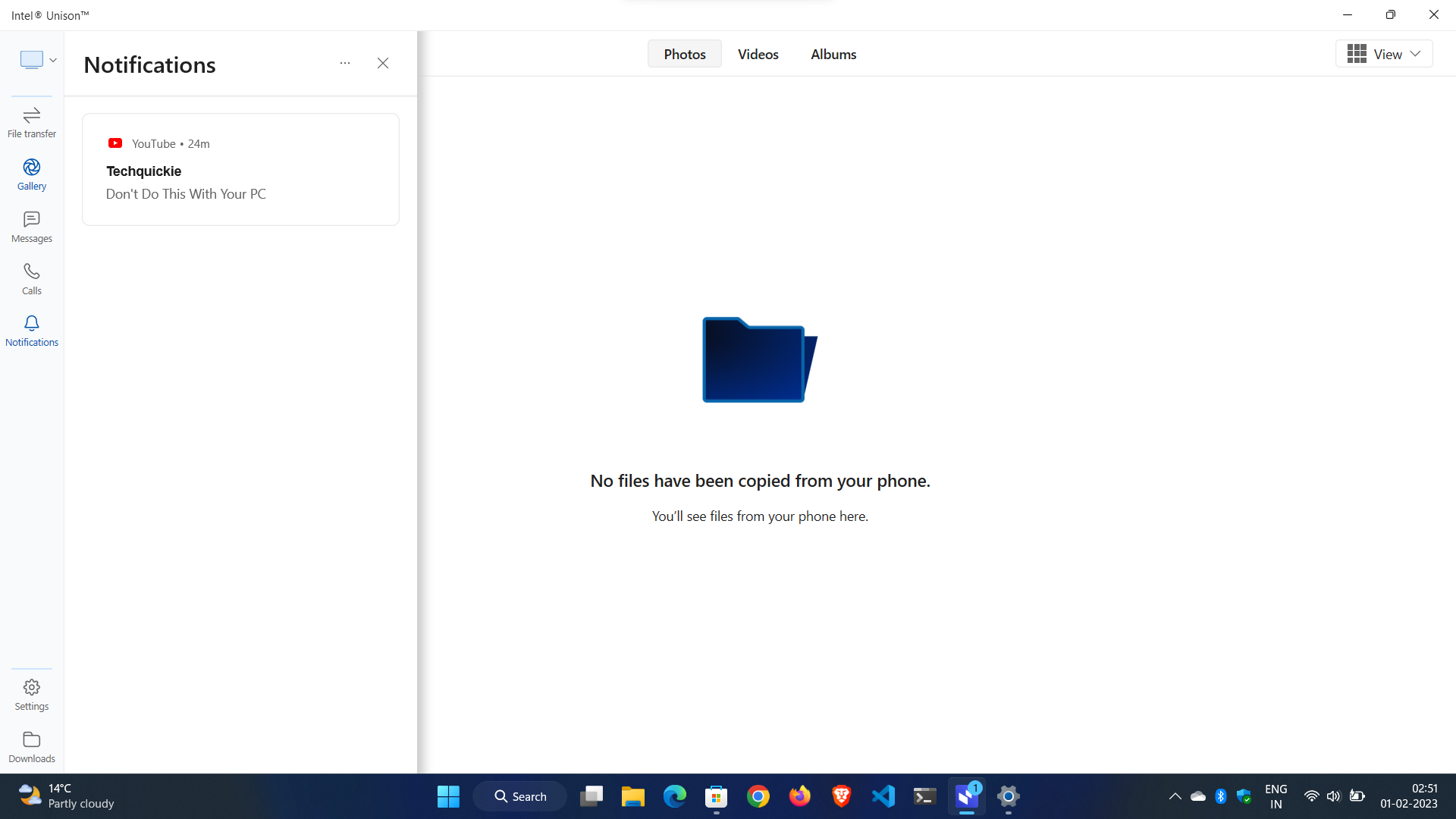 visión general de la aplicación intel unison, configuración y características - vista de notificaciones