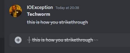 Texto tachado en Discord