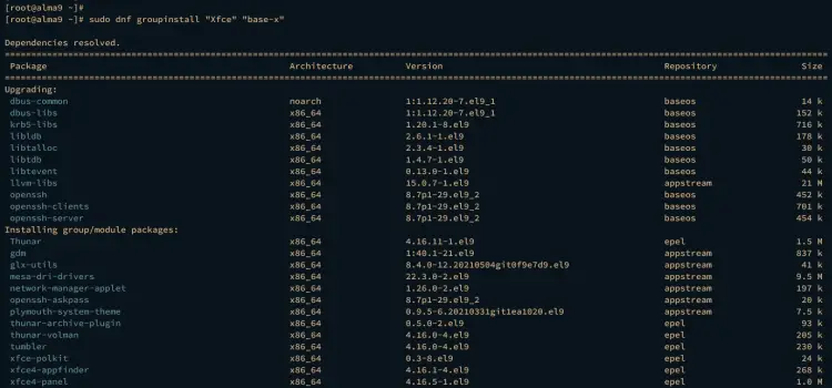 xfceデスクトップのインストール