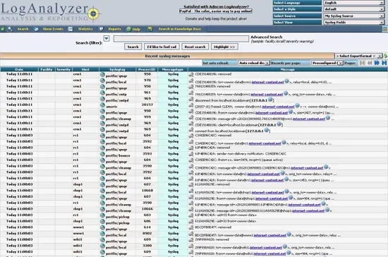Capture d'écran - LogAnalyzer en cours d'utilisation