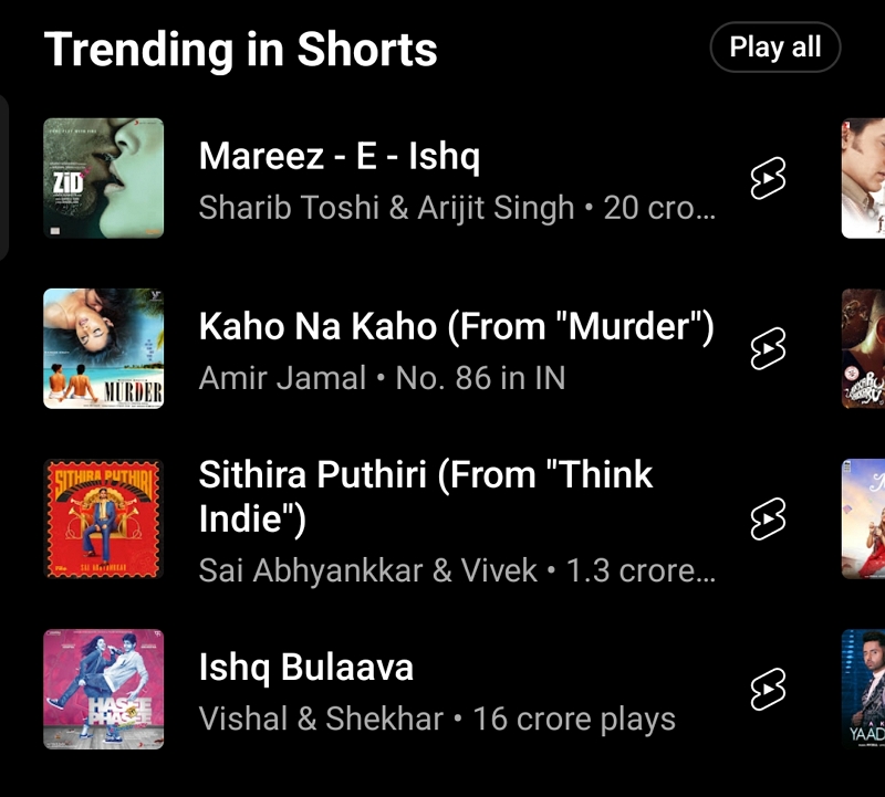 música en tendencia en youtube shorts