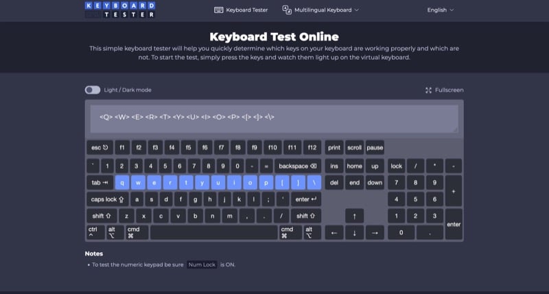 オンラインキーボードテスター