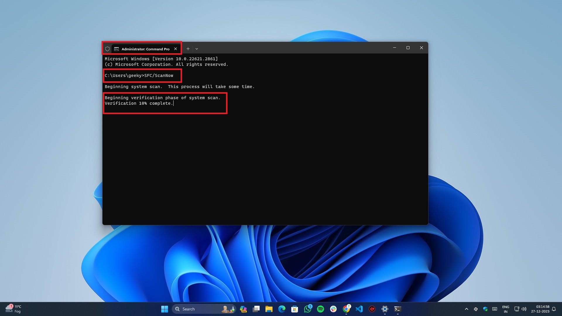 Beheben des Clock Watchdog Timeout unter Windows - Systemdateiüberprüfung über das Terminal