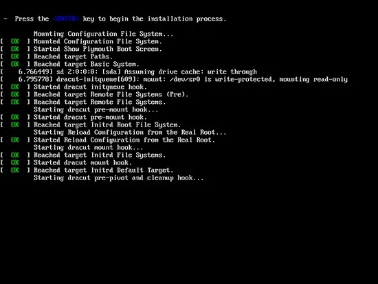 El sistema arranca desde el DVD de instalación.