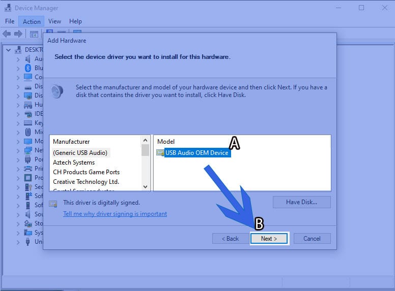 Driver modello audio USB